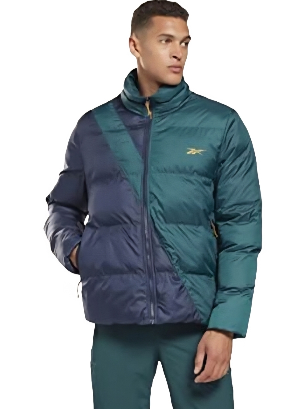 REEBOK Size XS Men's Teal & Navy Colorblock Puffer Jacket